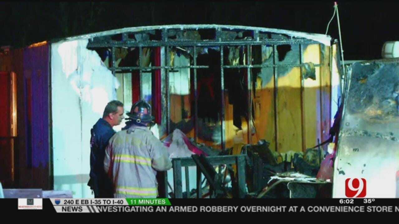 Crews Battle Trailer Home Fire In SE OKC