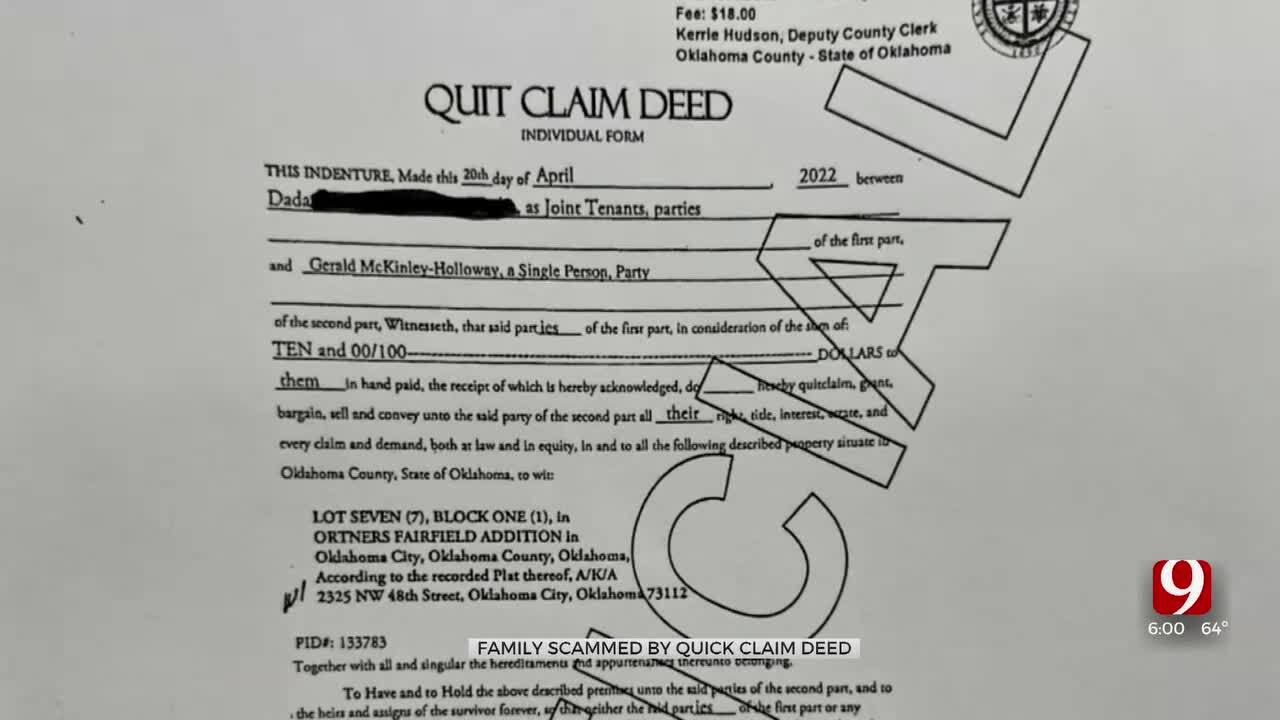 Deed Scam: OKC Family Receives Eviction Notice On Home They Own