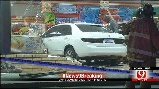One Critical After Car Crashes Into 7-11 In NW Oklahoma City