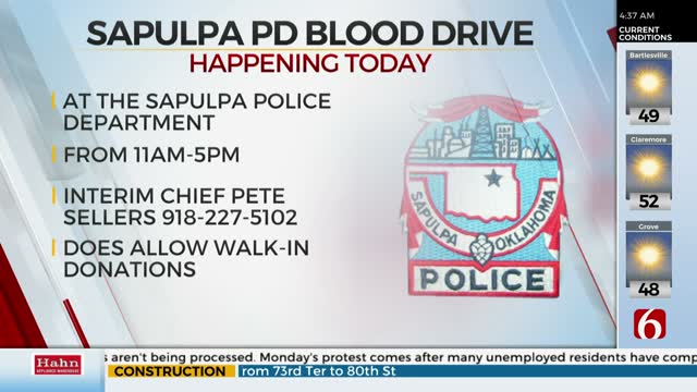 Sapulpa Police Department Holding Blood Drive Tuesday
