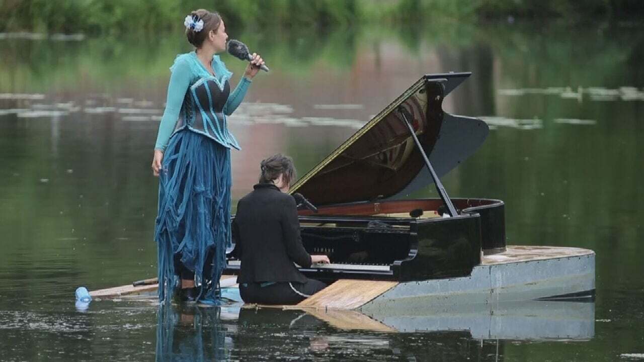 Musician Performs On Floating Piano In The French Countryside