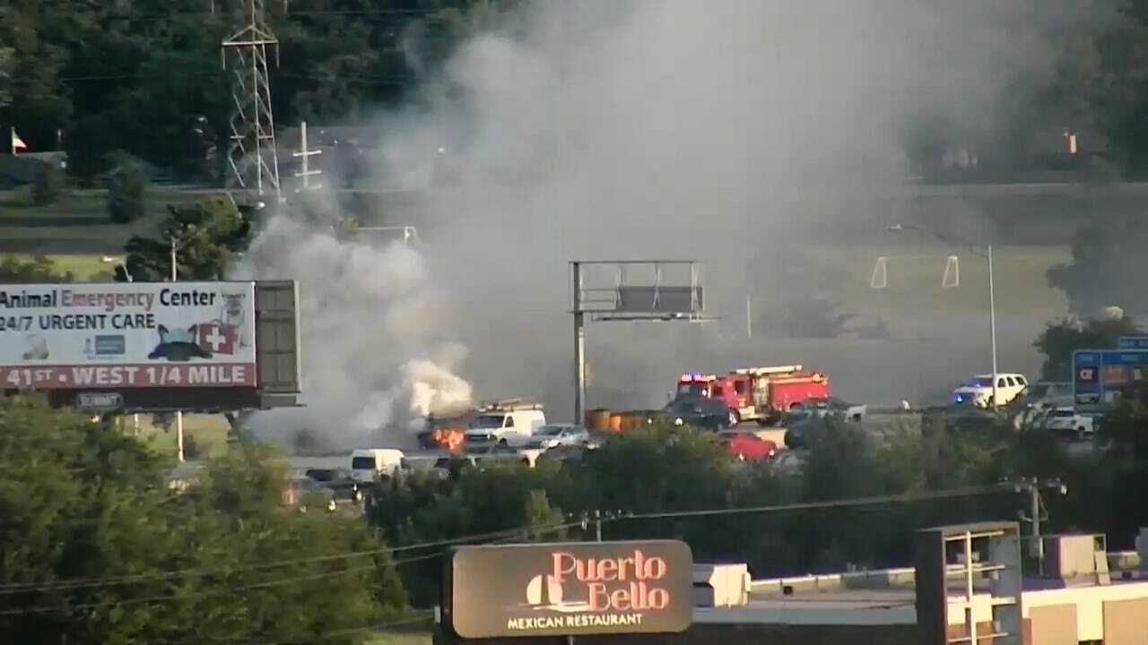 Tulsa Firefighters Respond To Car Fire On Highway 169