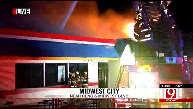 Crews Work To Contain Fire At Midwest City Burger King