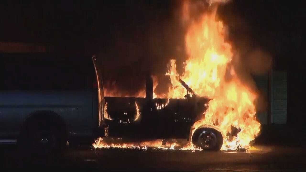 WEB EXTRA: Video Of Tulsa Van Fire