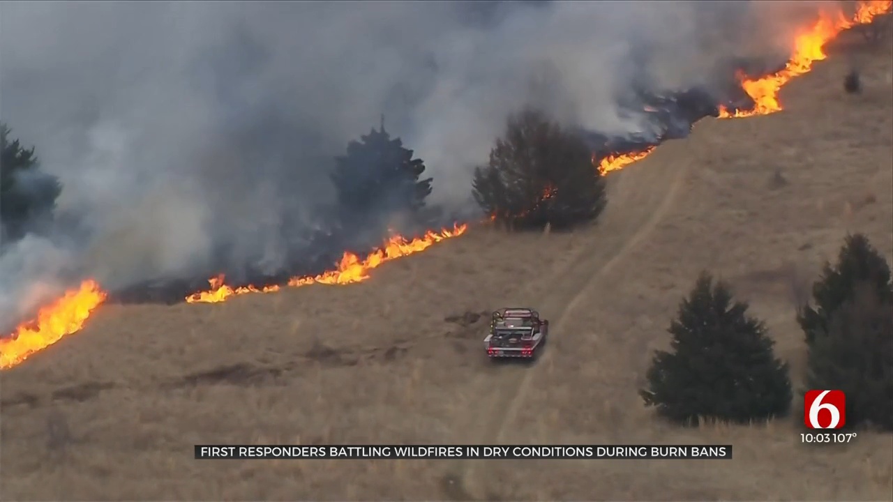 First Responders Battling Wildfires In Dry Conditions During Burn Bans
