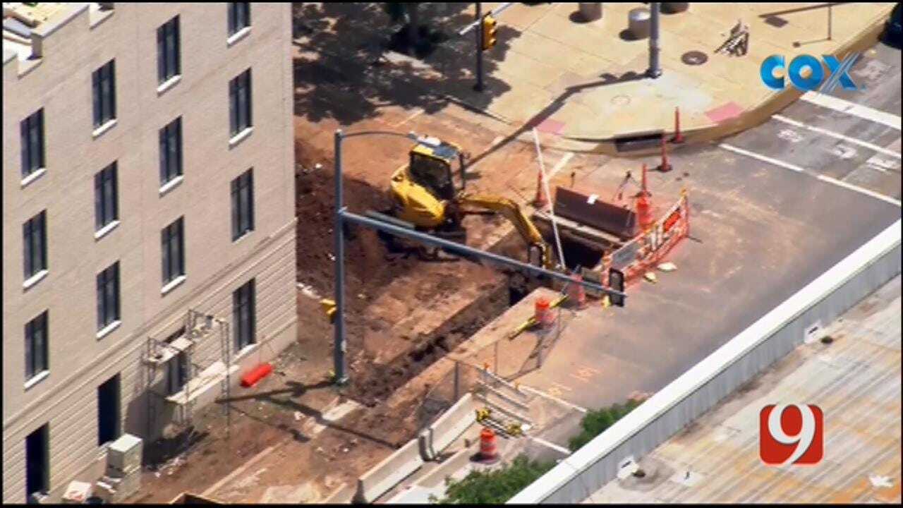 WEB EXTRA: Gas Line Cut In Downtown OKC