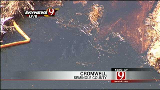 Crew Work To Keep Cromwell Oil Spill From Spreading Farther