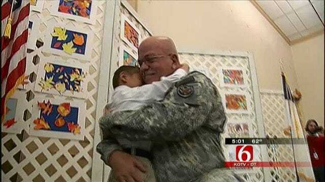 Navy Grandpa Surprises 'Little Buddy' At Tulsa School