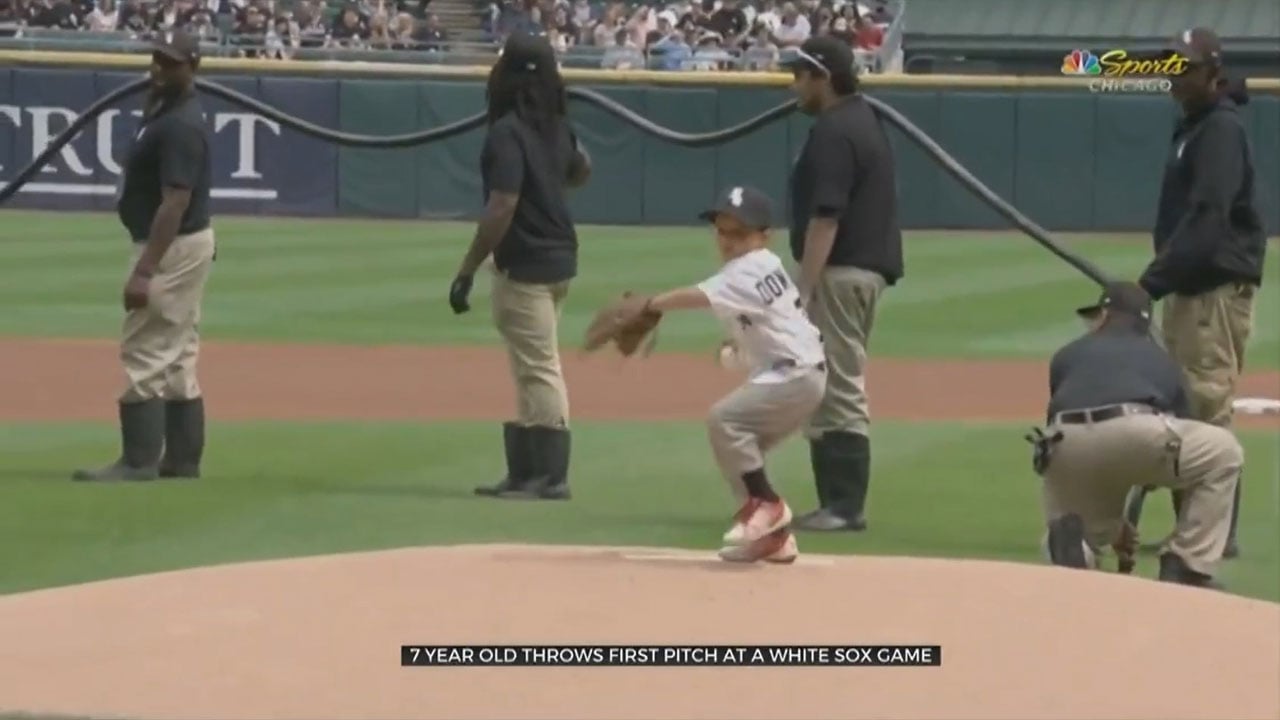 7-Year-Old Throws First Pitch At White Sox Game