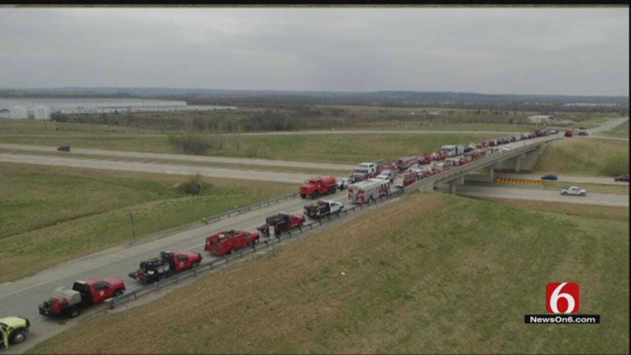 WEB EXTRA: Fire Trucks Line Roads At Funeral For Ochelata 8 Year Old