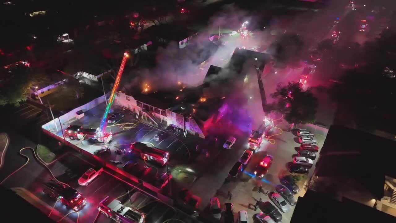 Drone Footage Captures Firefighters Battling Tulsa Apartment Fire