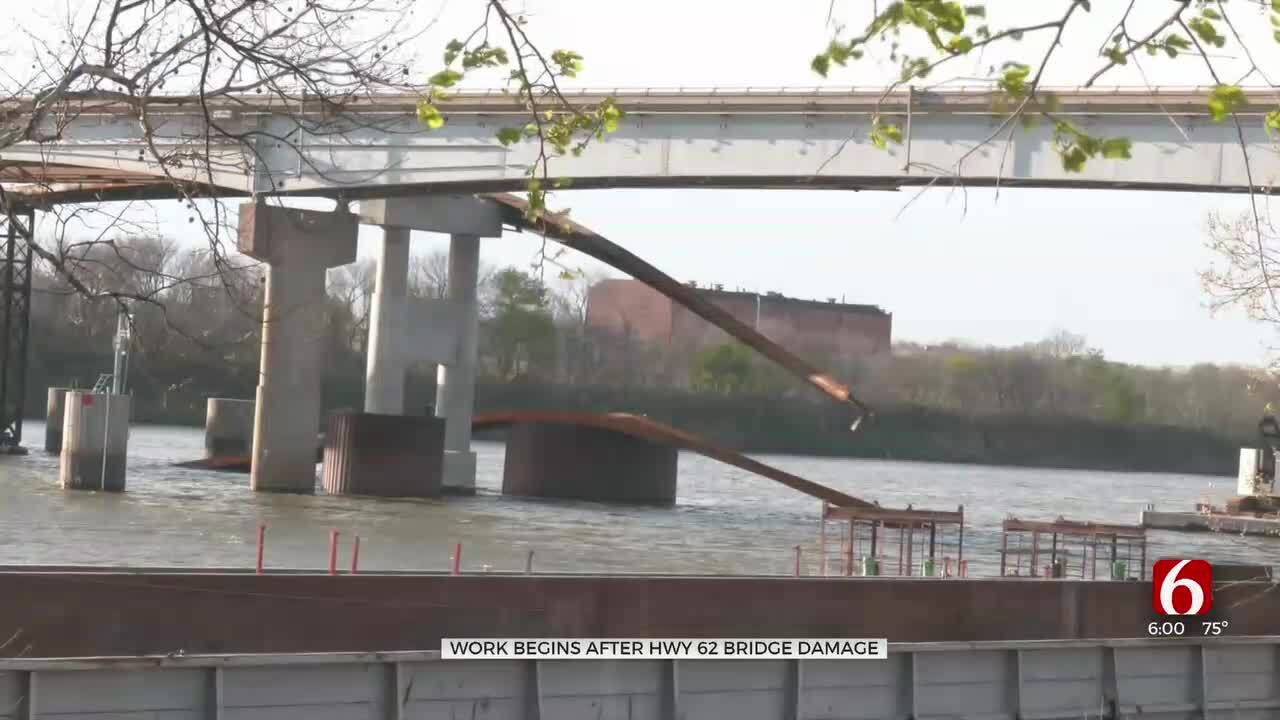Work To Remove Beams, Reopen Navigation Channel Over Arkansas River Begins