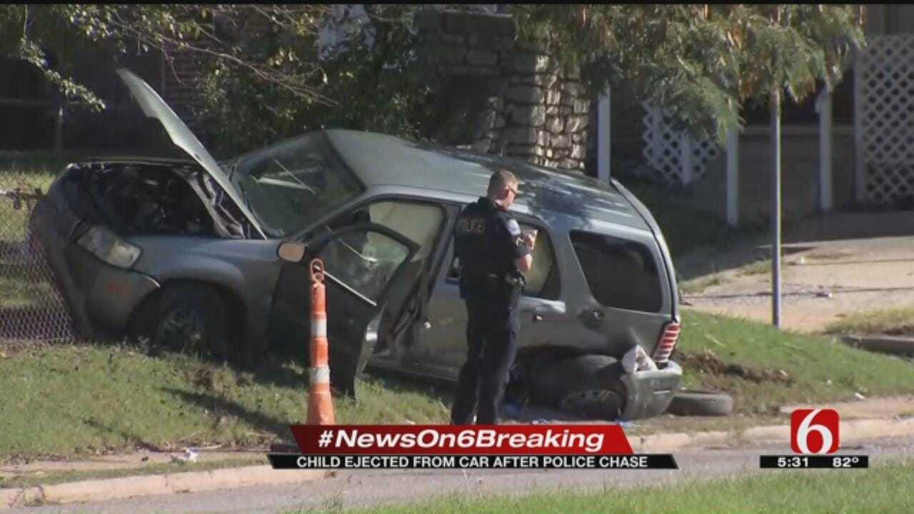 Tulsa Child Ejected From Car After Chase Ends In Crash