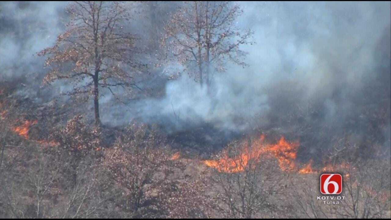 Osage SkyNews 6 HD Flies Over Okmulgee County Brush Fire