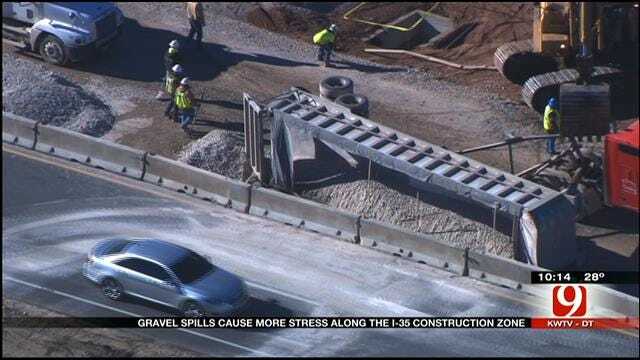 Gravel Trucks Overturn 2 Days In A Row On I-35 In Norman