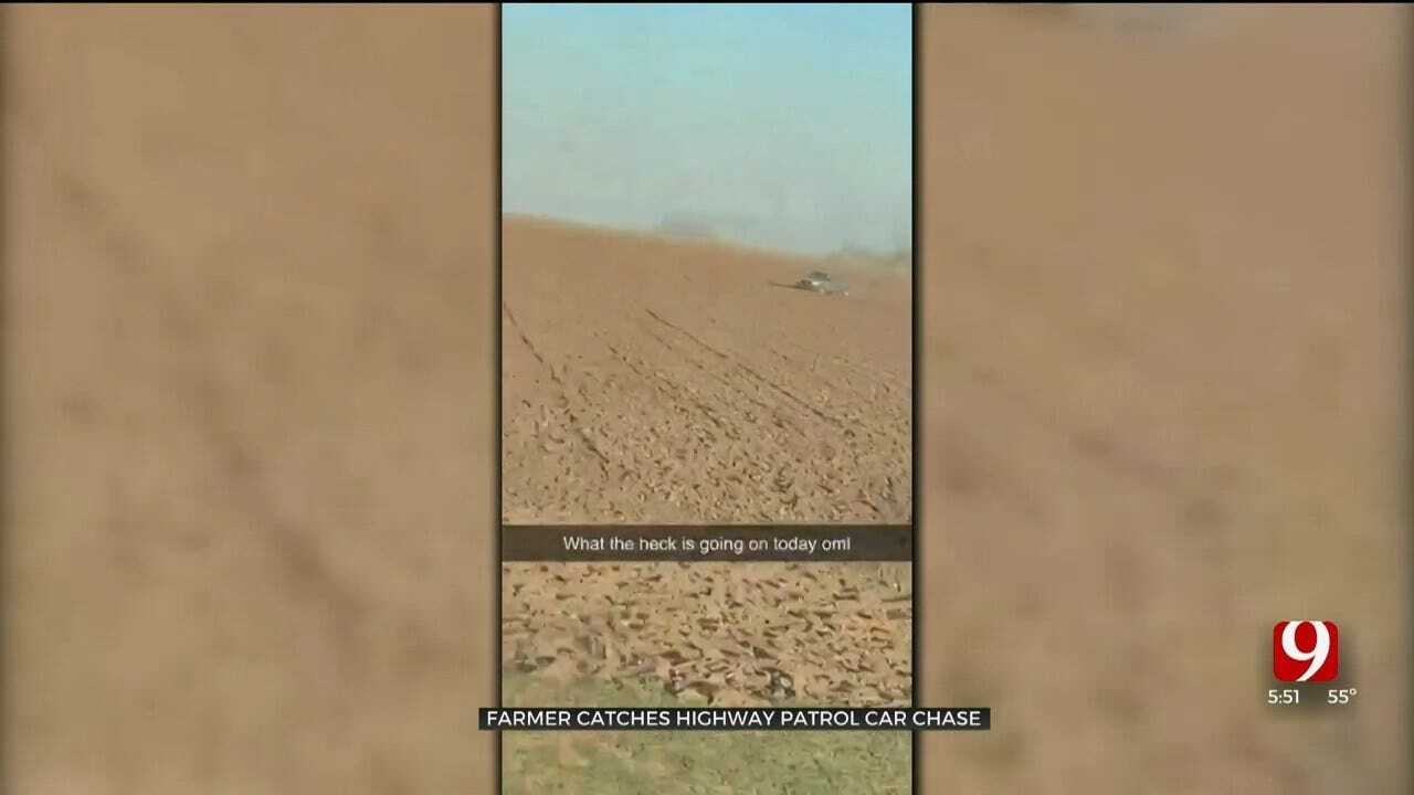 WATCH: Farmer Catches Oklahoma Highway Patrol Chase In Progress
