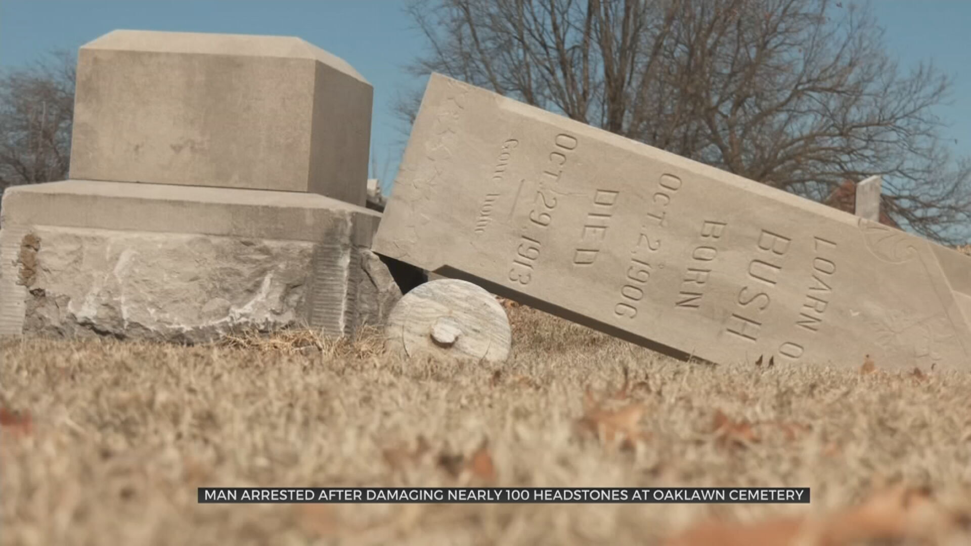 City Says At Least 60 Headstones Damaged At Oaklawn Cemetery, Suspect Arrested  