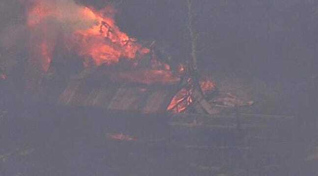 WEB EXTRA: SkyNews6 Flies Over Burning Creek County Barn
