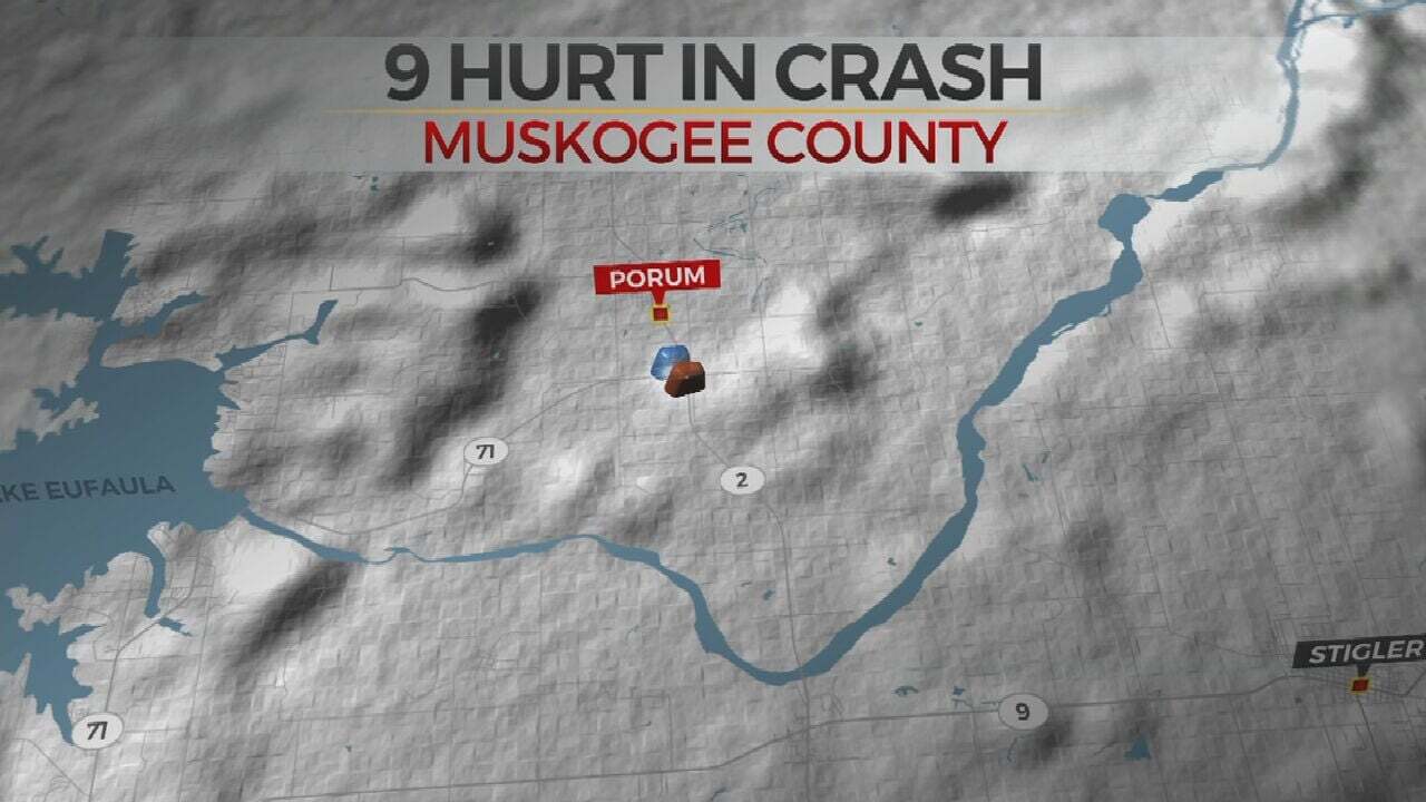 9 Injured In Muskogee Co. Car Crash 