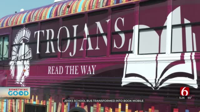 School Bus Transformed Into Resource On Wheels Helping Jenks Trojans ‘Read The Way’ 