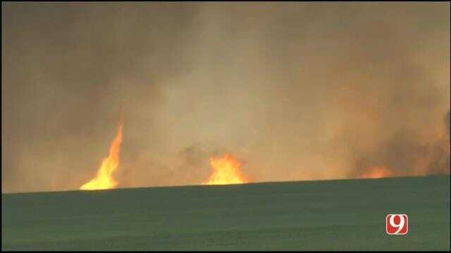 WEB EXTRA: Woodward Wildfire Spawns Firenadoes