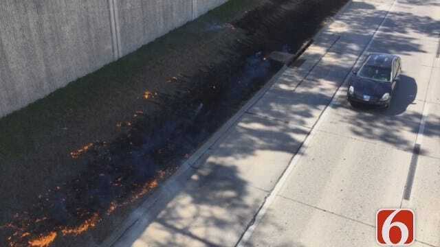 Emory Bryan Reports From Grass Fire Off Creek Turnpike In Tulsa