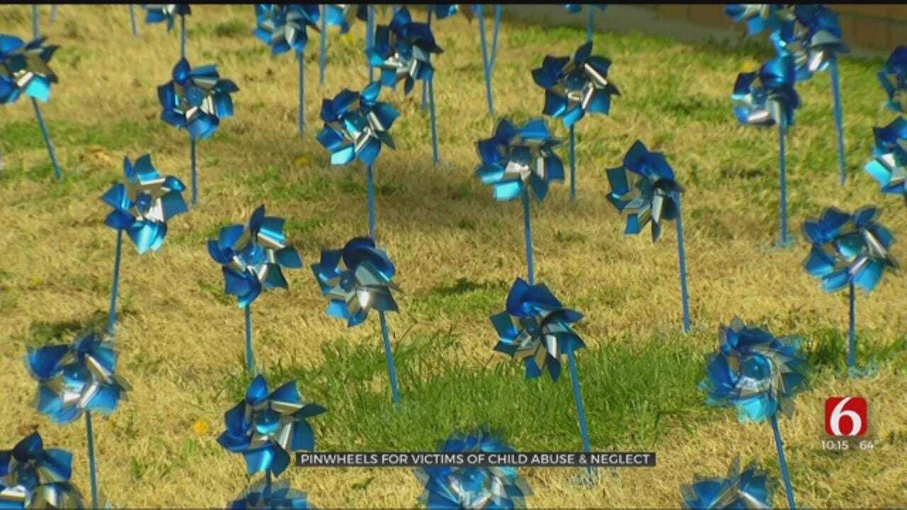 300 Pinwheels Displayed At Tulsa Courthouse For Victims Of Child Abuse And Neglect