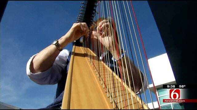 Harpist Performs During Food Truck Wednesday At Tulsa's Guthrie Green