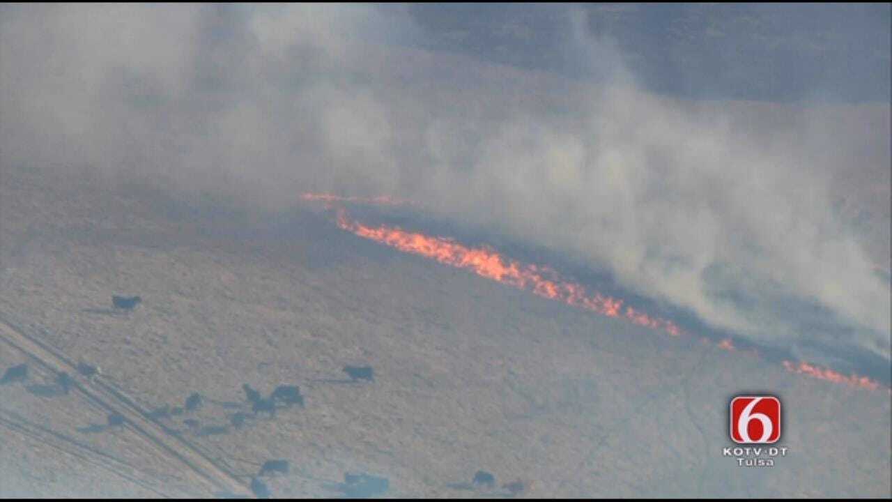 WEB EXTRA: Flames Burn At Skiatook Wildfire