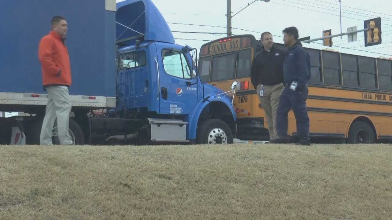 Stolen Pepsi Truck Rear-Ends Tulsa School Bus