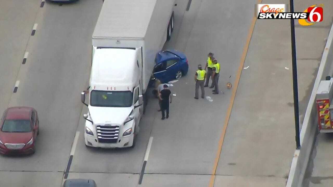 Car Pinned Under Semi-Trailer On Tulsa Highway