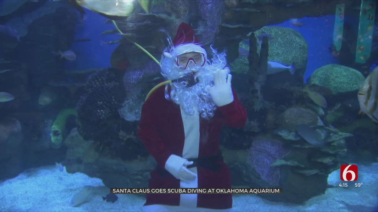 Santa Claus Goes Scuba Diving At Oklahoma Aquarium