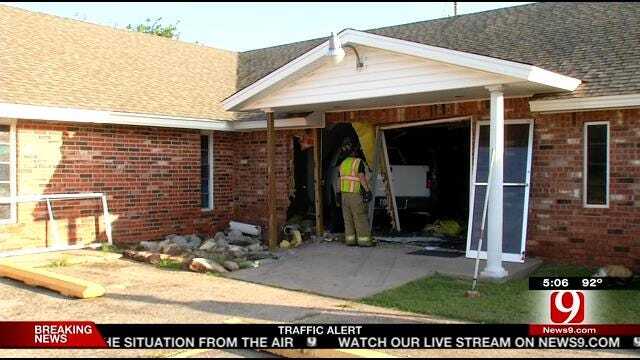 Clean Up Begins After Truck Crashes Into SE OKC Church