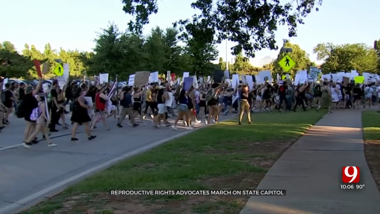 Abortion Rights Protesters March From State Capitol To Bricktown On July 4 