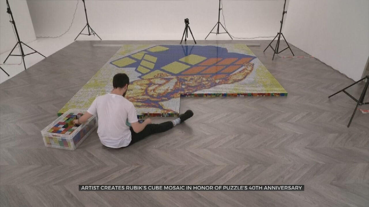 Watch: Artist Creates Worlds Largest Rubik's Cube Mosaic Using Rubik's Cubes