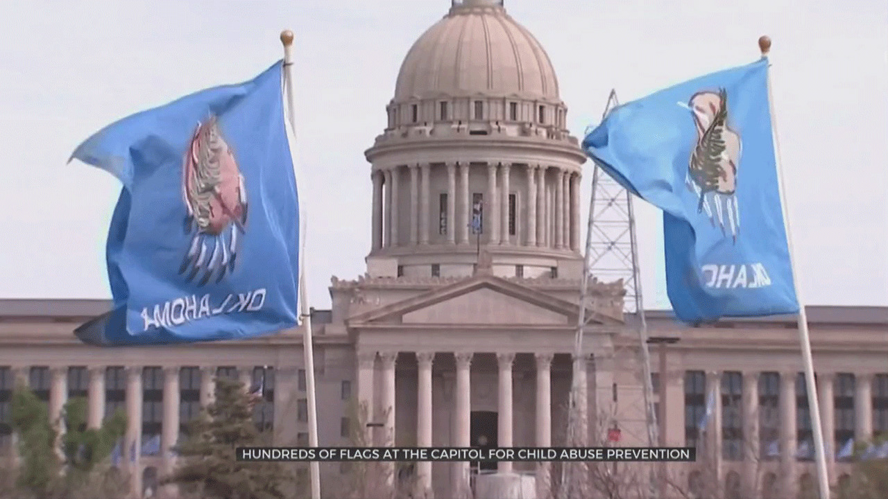 Hundreds Of Flags At State Capitol For Child Abuse Prevention Month