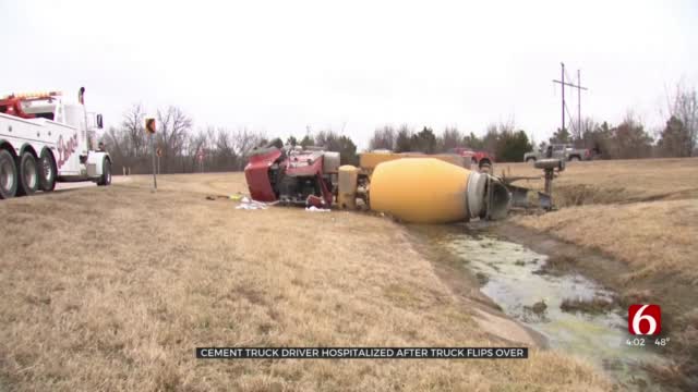 OHP Troopers Respond To Rollover Accident Involving Concrete Mixing Truck On Highway 75