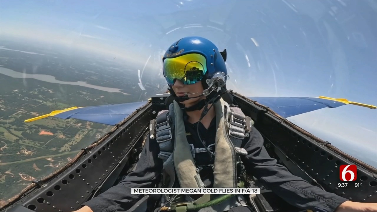Meteorologist Megan Gold Flies With Blue Angels Ahead Of Tinker Air Show