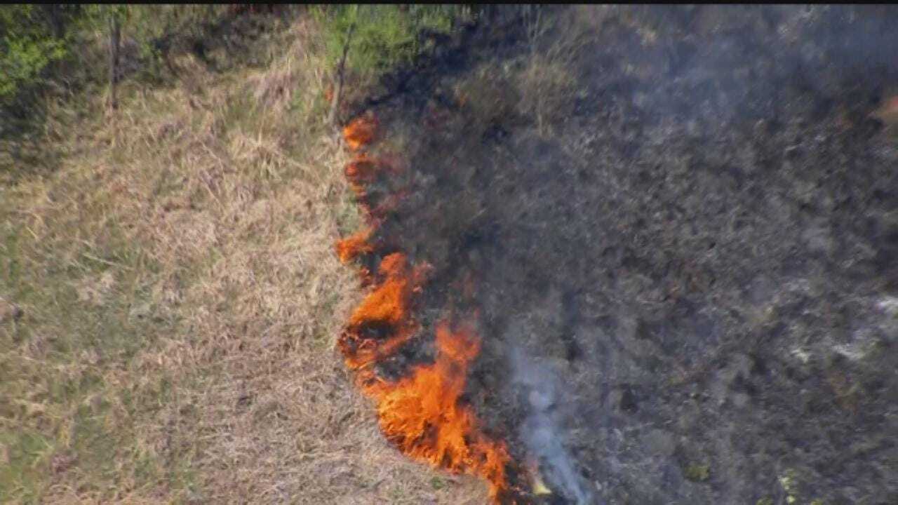 WEB EXTRA: SkyNews 9 Flies Over Small Grass Fire In NE OKC