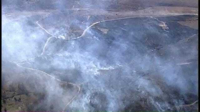 WEB EXTRA: SkyNews6 Over Osage County Grass Fire SW Of Bartlesville