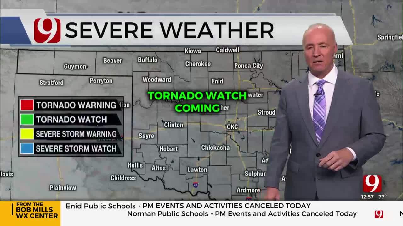 Monday Severe Weather Brings Chances For Tornadoes, Large Hail, Damaging Winds