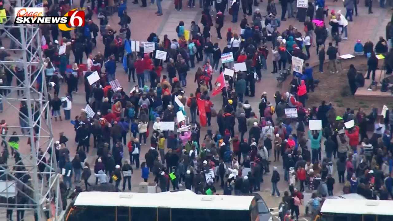 Oklahoma Teachers March On State Capitol