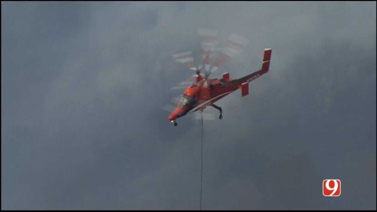 WEB EXTRA: Oklahoma Forestry Service Conducts Water Drops On Wildfire