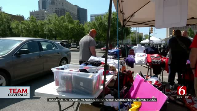Vendors Set Up Downtown Ahead Of President Trump's Rally