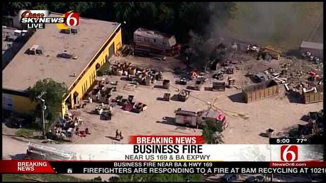 Fire Erupts At Tulsa Shop Near BA Expressway and 169