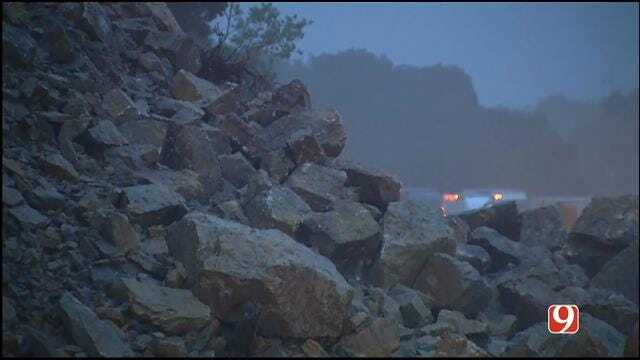 WEB EXTRA: Rocks Falling Onto I-35 In Murray County