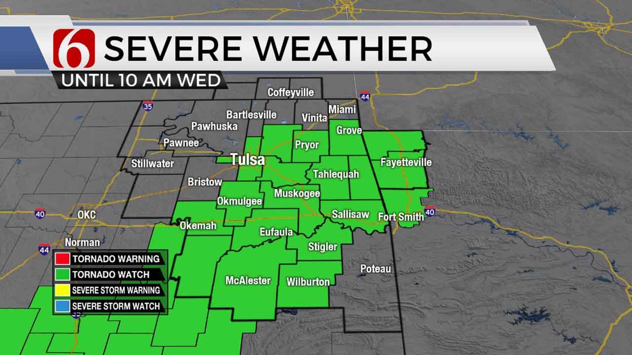 Early Morning Severe Weather Threats, Flood Watch Remains For Most Of Eastern Oklahoma