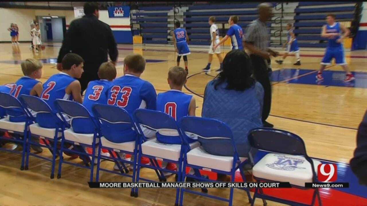 Moore Basketball Manager Shows Off Skills On The Court