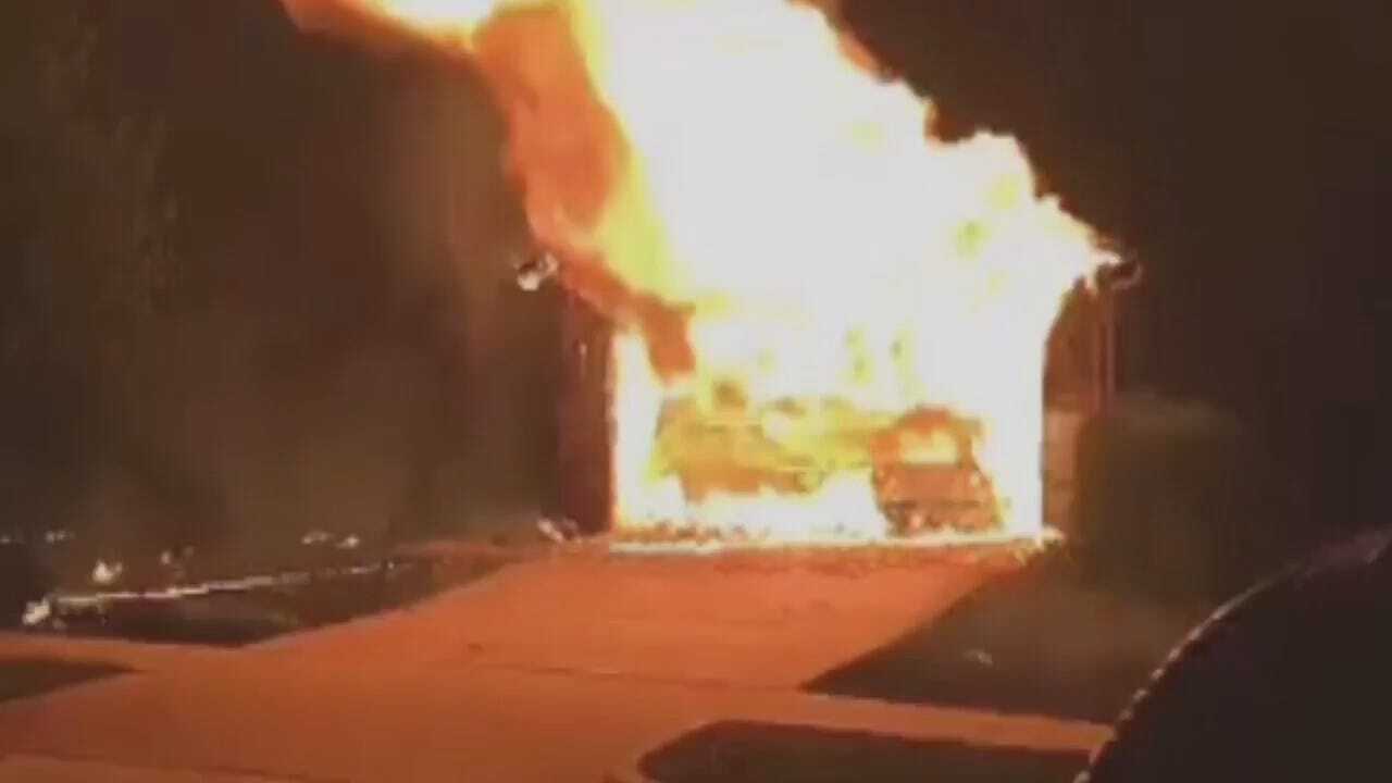 WEB EXTRA: Neighbor's Video Of Jenks House Fire