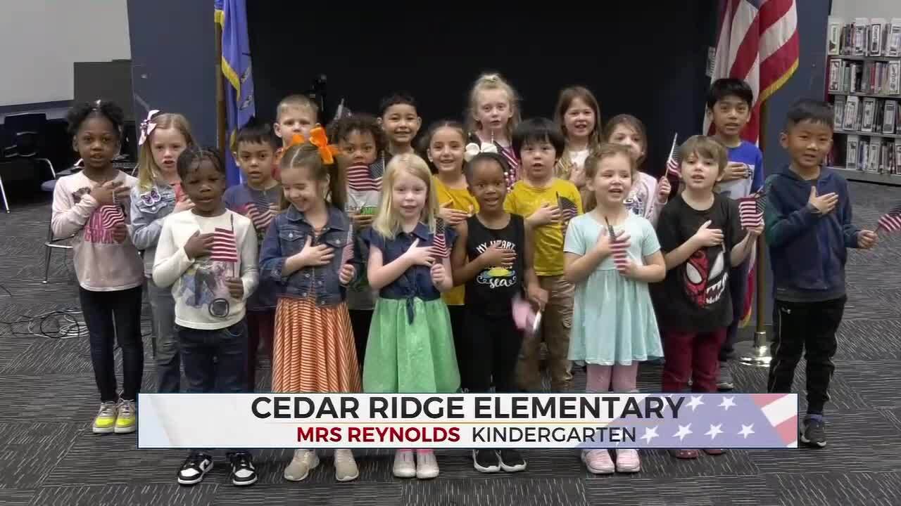 Daily Pledge: Kindergarten Students At Cedar Ridge Elementary